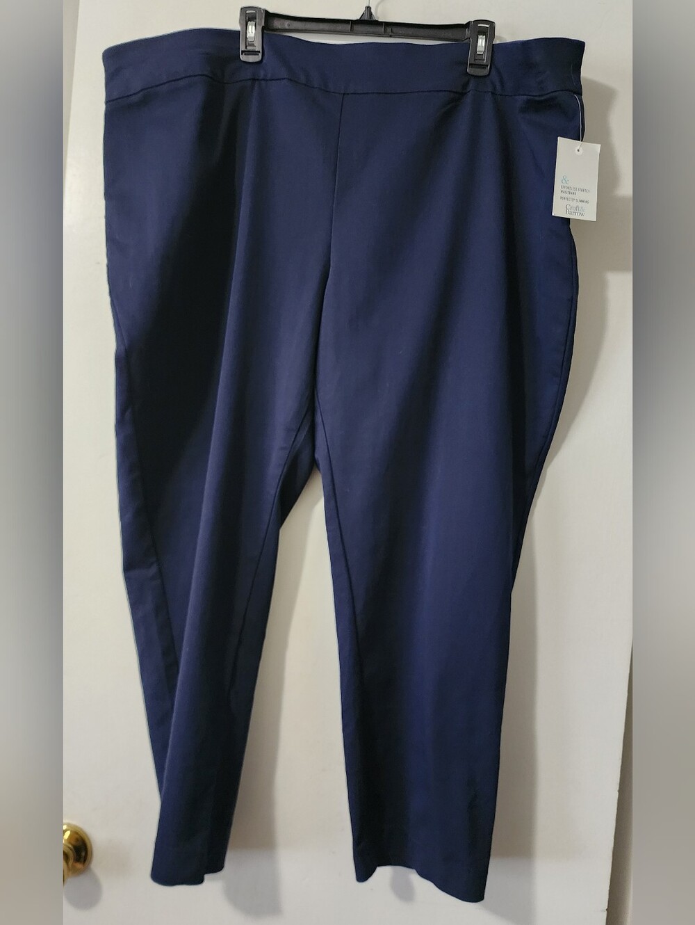 Croft & Barrow Women Plus 24 Short Blue Stretch Mid Rise Straight Dress Pants